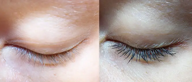 before and after inika mascara - right eye