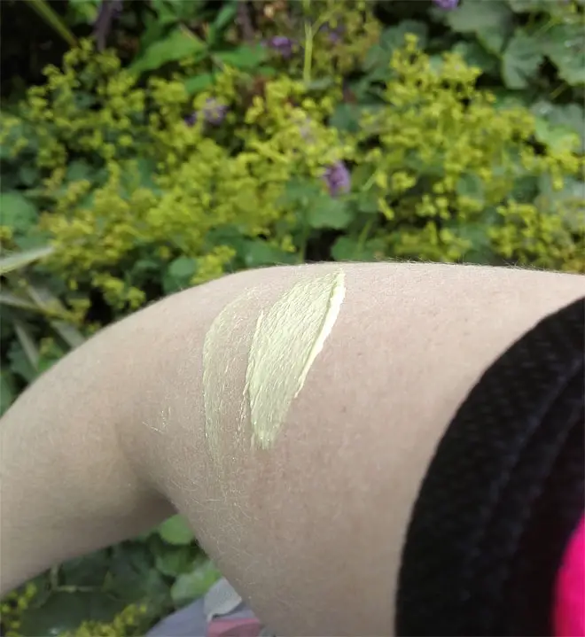 odylique sunscreen texture (on my arm)