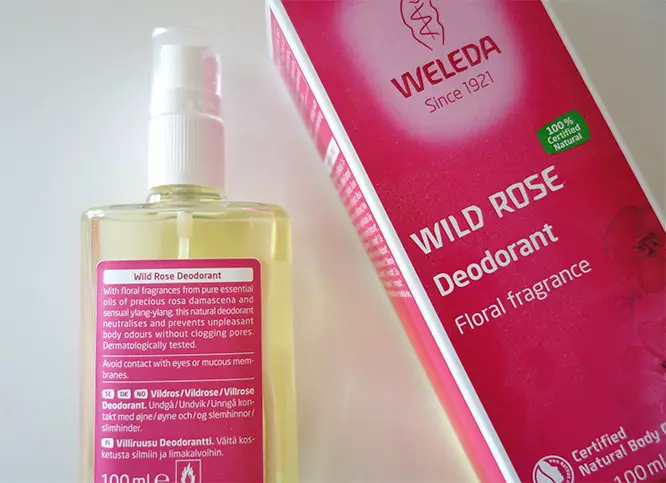 weleda wild rose deodorant - back of it